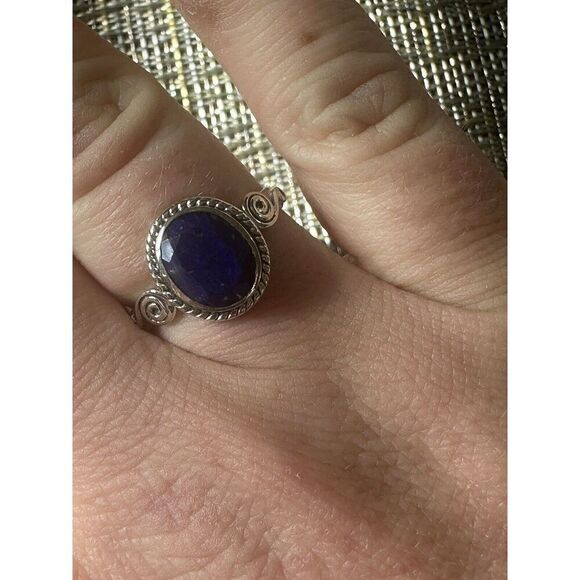 925 Sterling Silver & Lapis Lazuli Vintage Style Ring Sz 10 - Picture 5 of 5